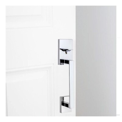 Kwikset San Clemente Handle with Halifax Lever, Square, Polished Chrome